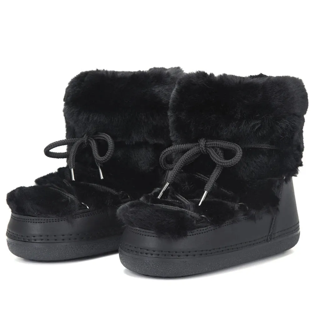 Fluffy Faux Fur Middle Calf Platform Snow Boots for Women