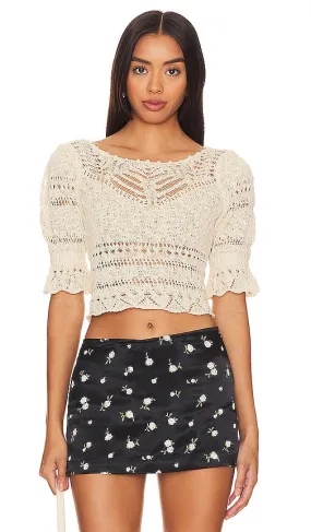 Free People Country Romance Top in Beige