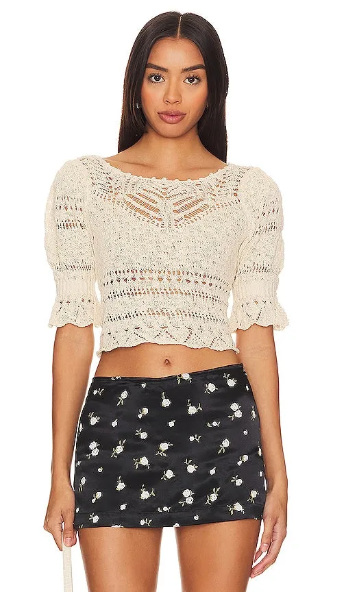 Free People Country Romance Top in Beige