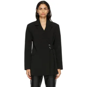 GANNI Black Melange Suiting Wrap Blazer
