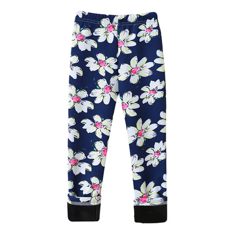 Girls' Warm, Thick Velvet Leggings with Adorable Designs for Kids