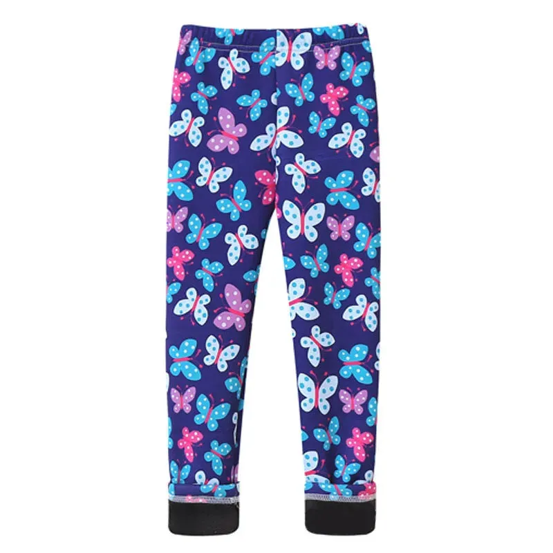 Girls' Warm, Thick Velvet Leggings with Adorable Designs for Kids