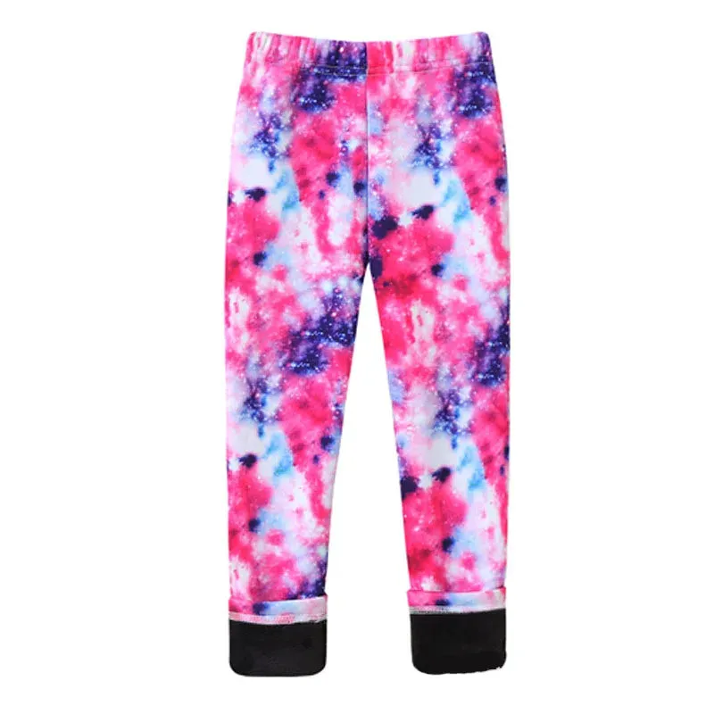 Girls' Warm, Thick Velvet Leggings with Adorable Designs for Kids
