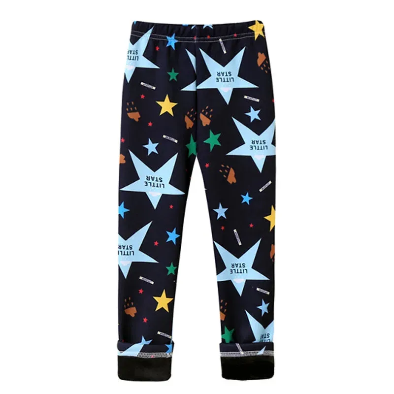 Girls' Warm, Thick Velvet Leggings with Adorable Designs for Kids