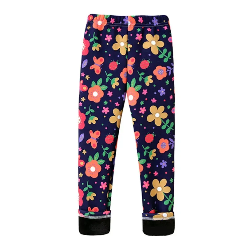 Girls' Warm, Thick Velvet Leggings with Adorable Designs for Kids