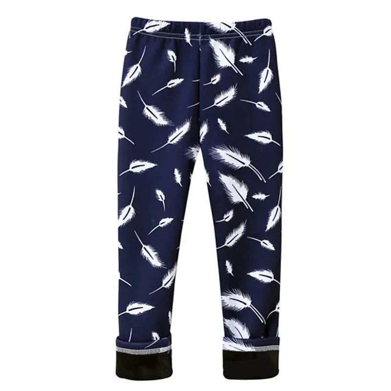 Girls' Warm, Thick Velvet Leggings with Adorable Designs for Kids