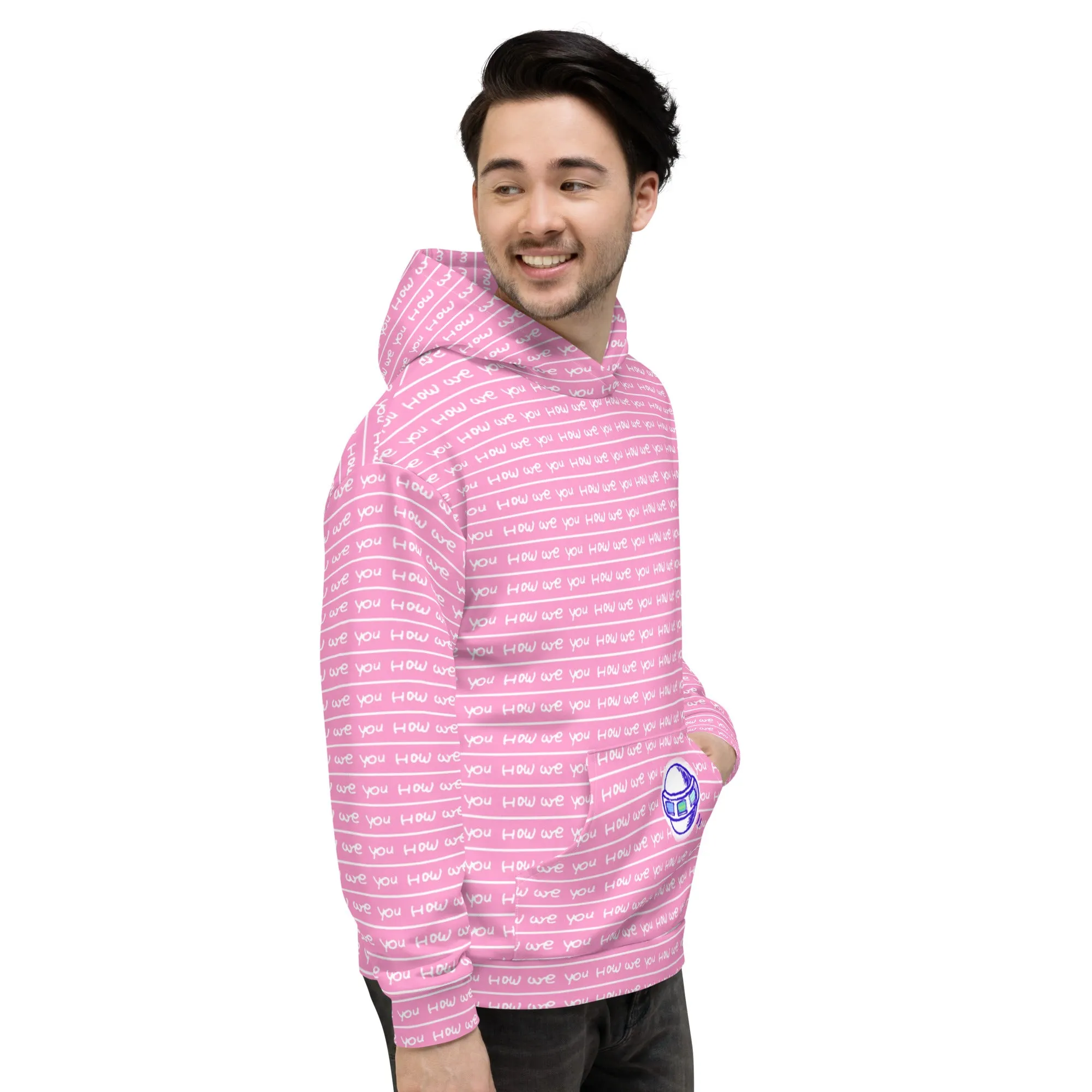Insook Hwang's art_Super Power Art_UFO#4_Howareyou_Pink stripes_Unisex Hoodie