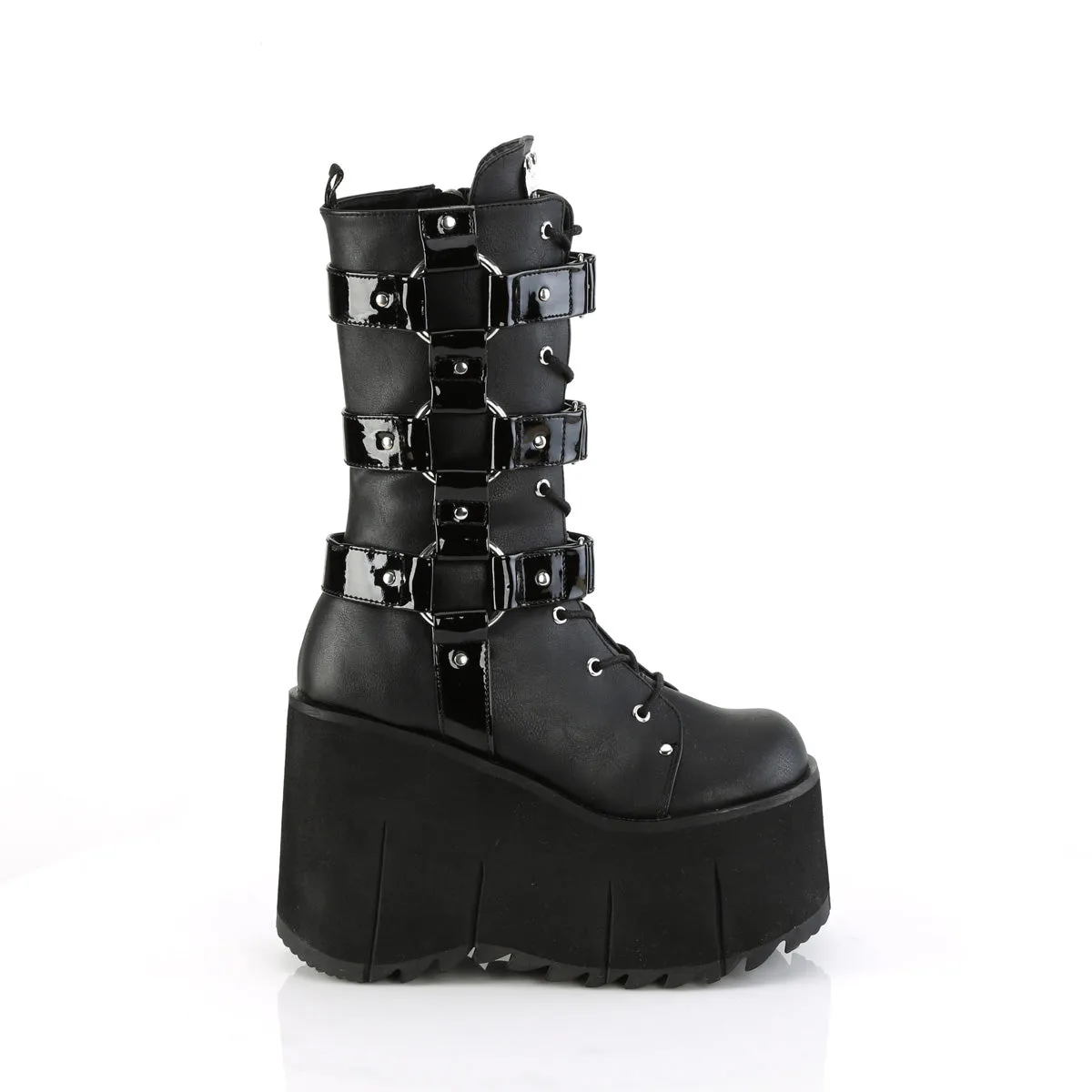 KERA-110 DemoniaCult Black Vegan Leather Sexy Women's Mid-Calf & Knee High Boots (Alternative Footwear)
