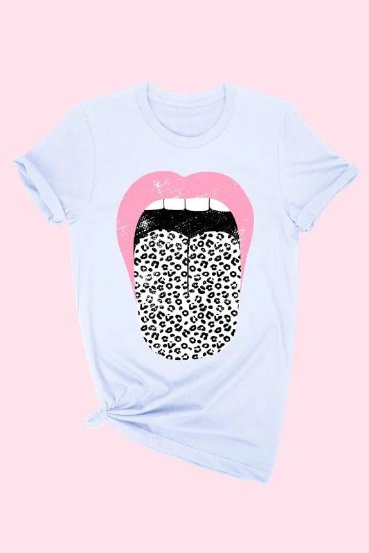 LEOPARD LIPS TEE - LIGHT BLUE