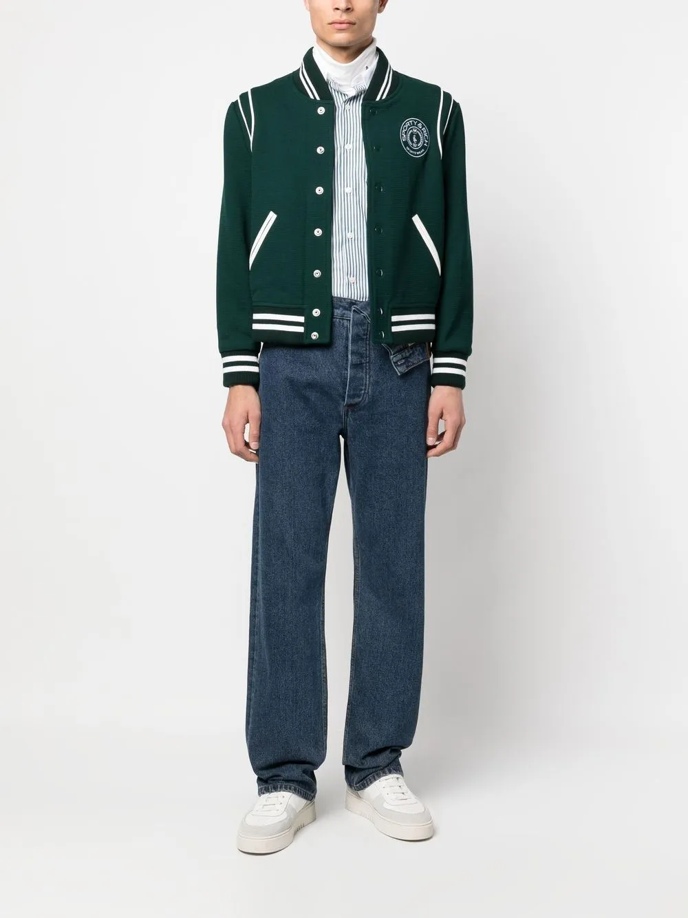 logo embroidered varsity jacket