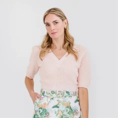 MASON'S DAUGHTER Cropped Melissa Sweater, Soft Pink
