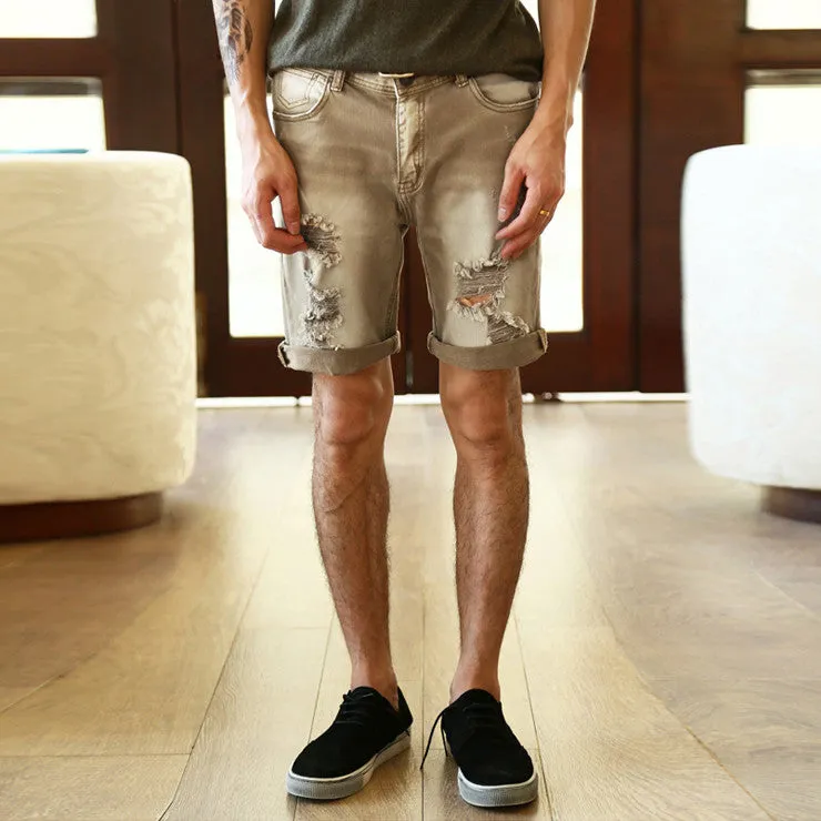 Men's Casual Ripped Jeans Shorts