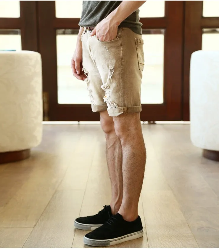 Men's Casual Ripped Jeans Shorts