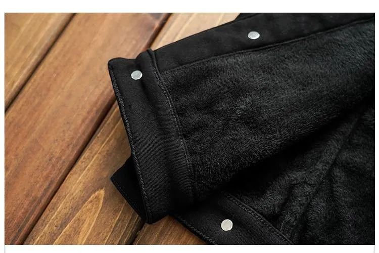 Men's Trendy Wings Embroidery Fleece Jean Jacket