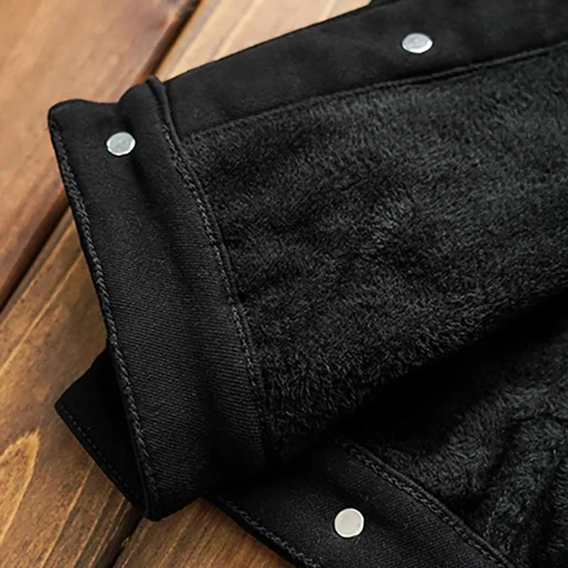 Men's Trendy Wings Embroidery Fleece Jean Jacket