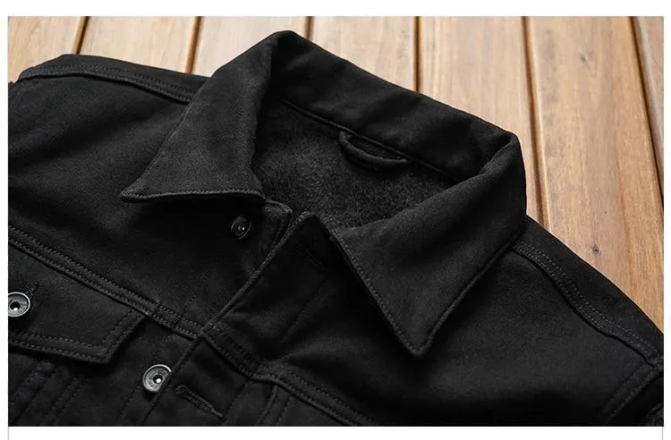 Men's Trendy Wings Embroidery Fleece Jean Jacket