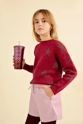 MOL Tween Dark Red Star Sweater