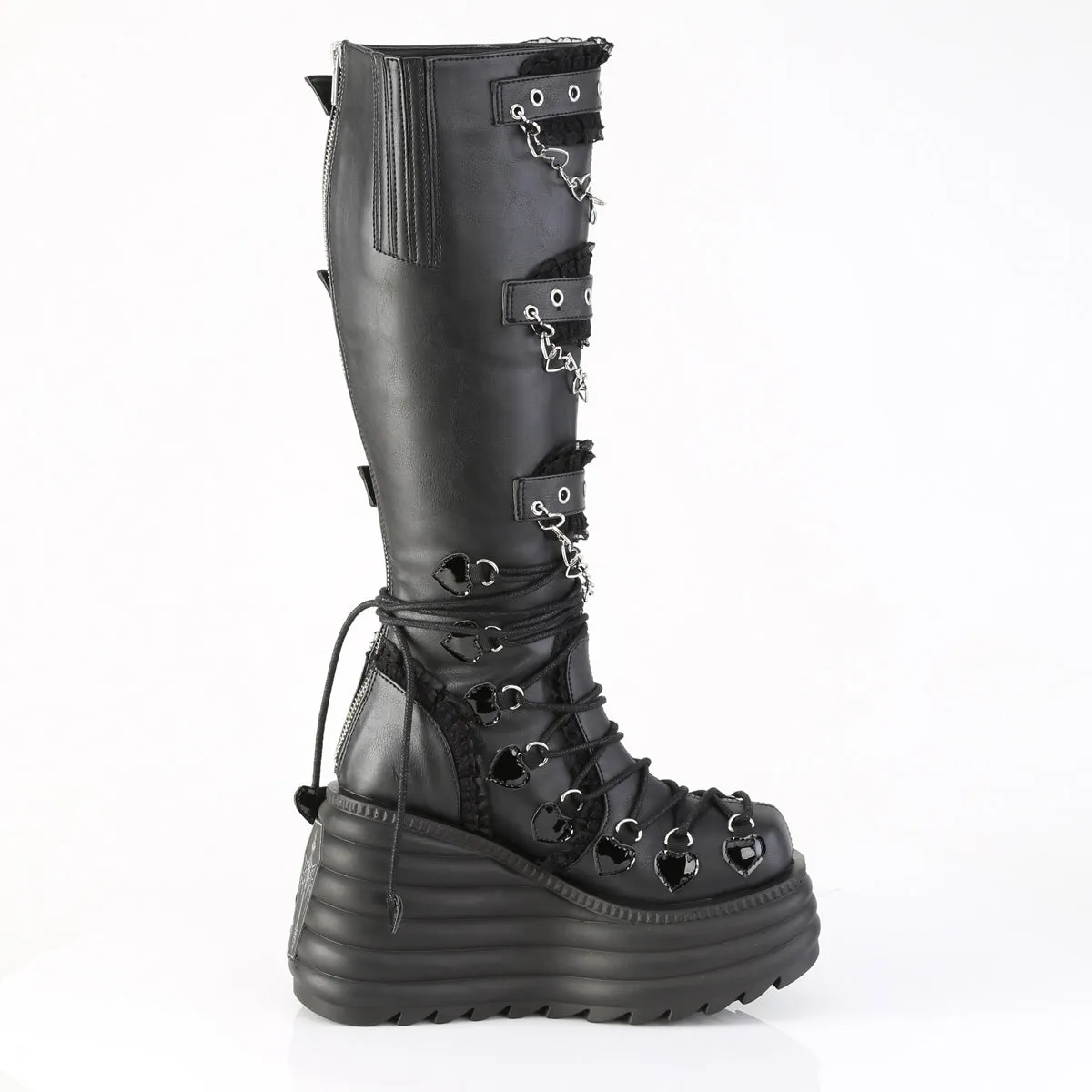 MORTE-215 DemoniaCult Black Vegan Leather Sexy Women's Mid-Calf & Knee High Boots (Alternative Footwear)
