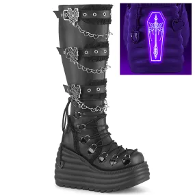 MORTE-215 DemoniaCult Black Vegan Leather Sexy Women's Mid-Calf & Knee High Boots (Alternative Footwear)