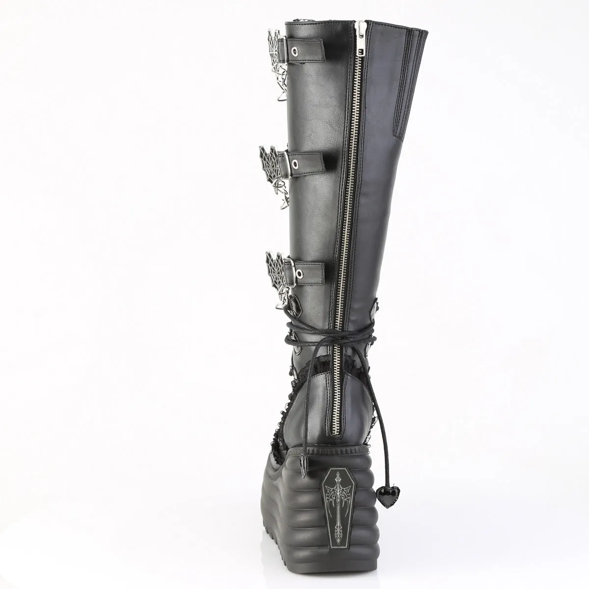 MORTE-215 DemoniaCult Black Vegan Leather Sexy Women's Mid-Calf & Knee High Boots (Alternative Footwear)