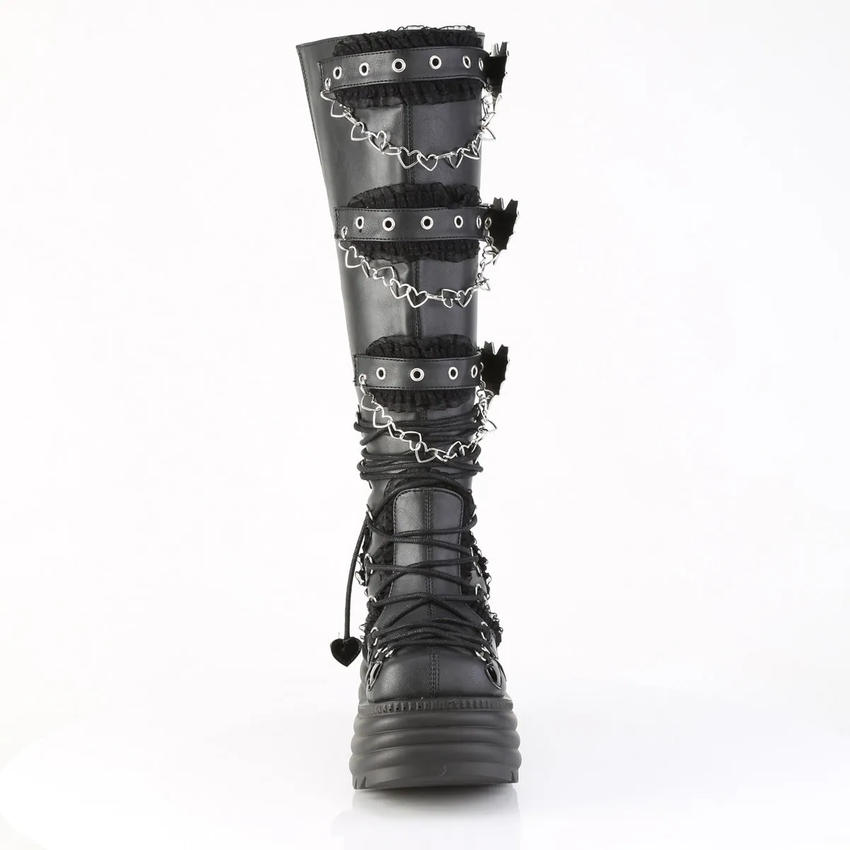 MORTE-215 DemoniaCult Black Vegan Leather Sexy Women's Mid-Calf & Knee High Boots (Alternative Footwear)