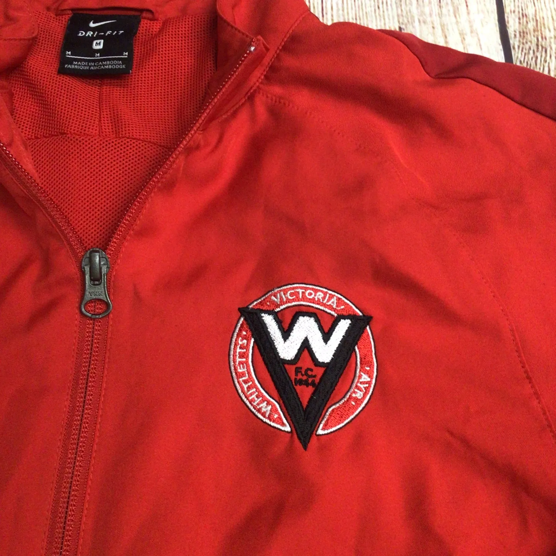 Nike Red Whitletts Victoria Ayr FC Football Club Bomber Jacket Size M