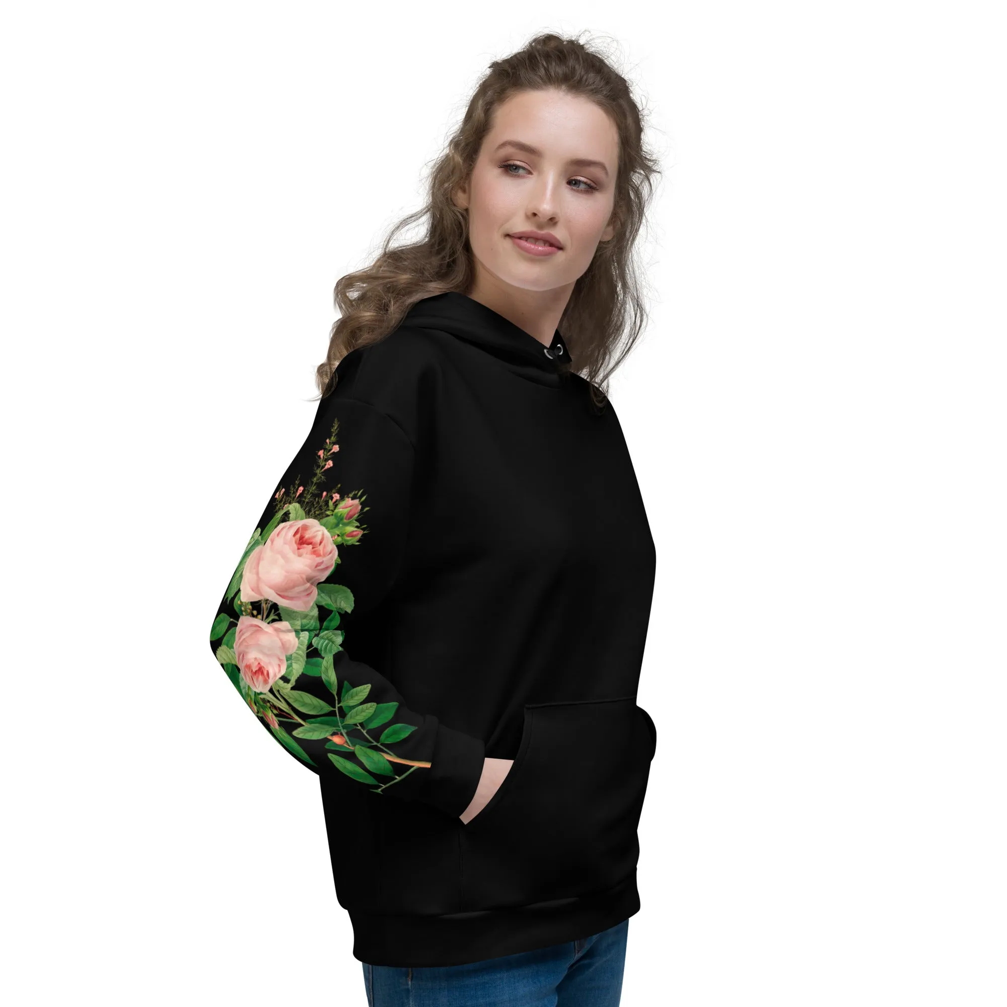 Pink Rose Sleeves Hoodie