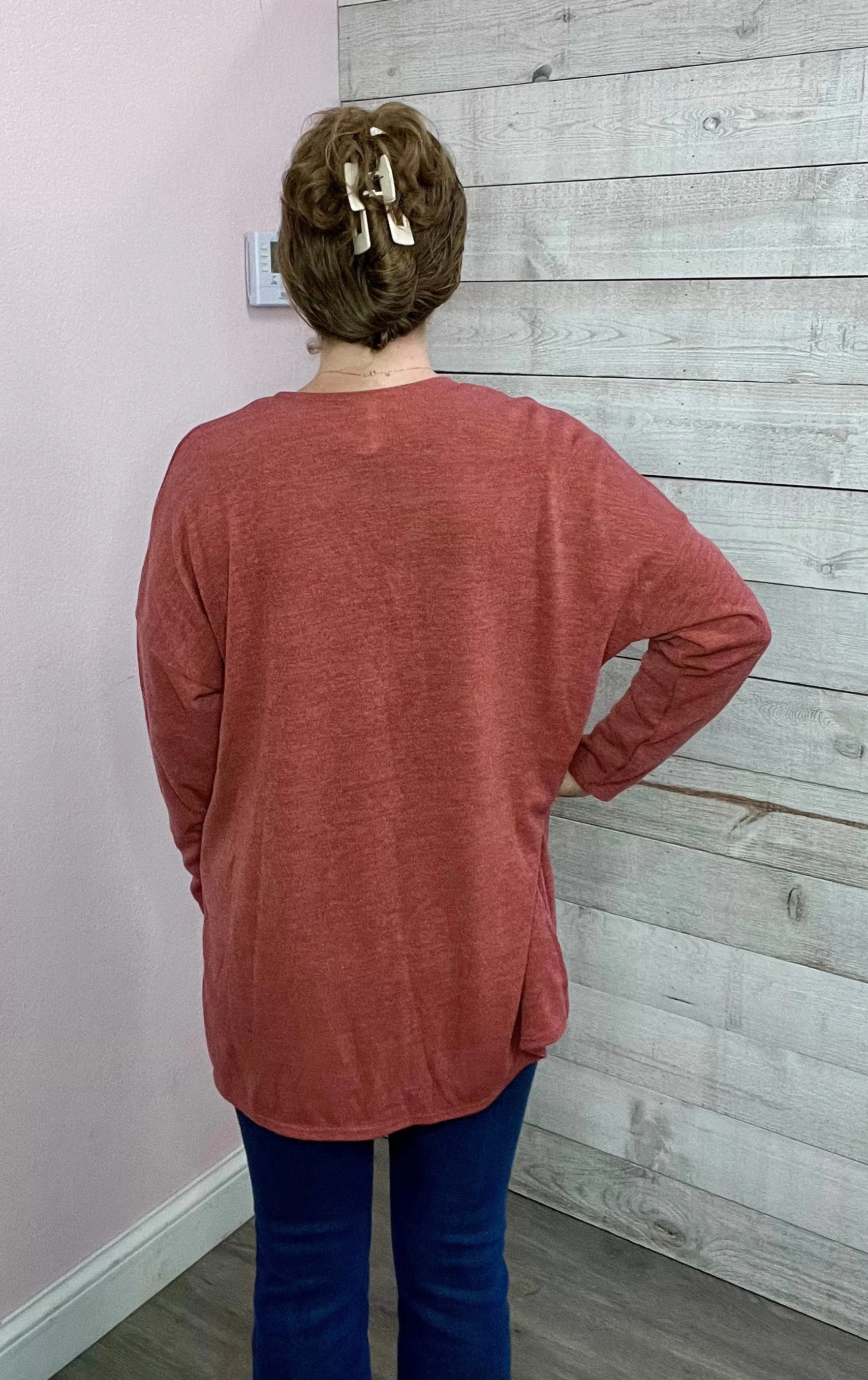 "Lady In Love" Sweater Cardigan- Rust