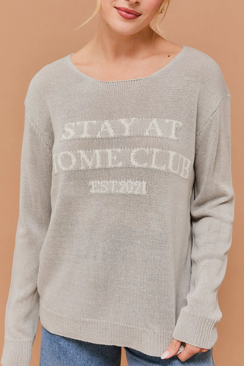 "Stay at Home Club" Lightweight Sweater
