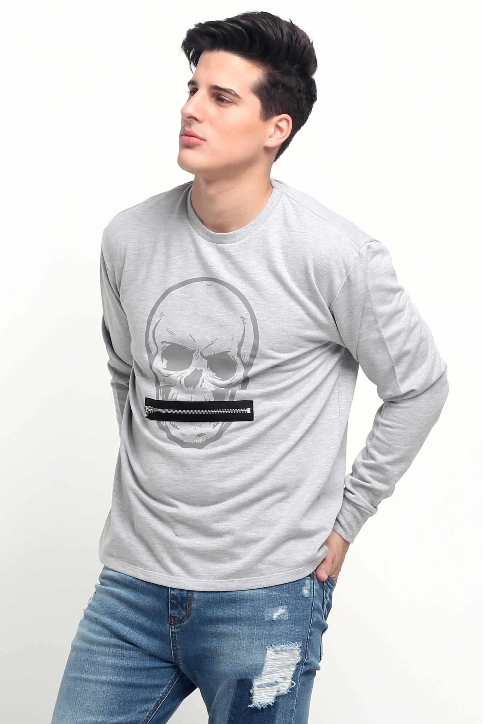 Relaxed Fit Pullover With Print & Embroidery