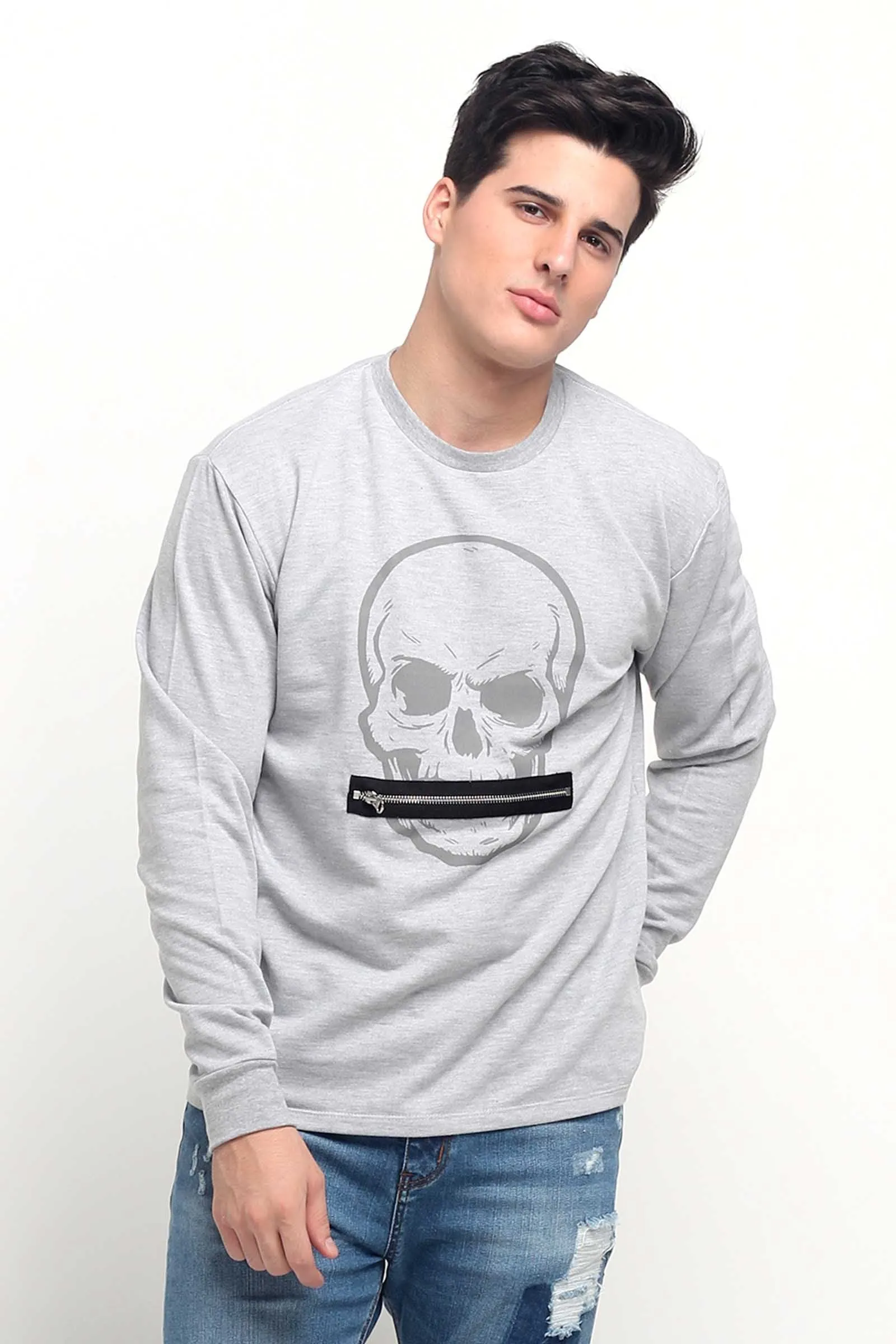 Relaxed Fit Pullover With Print & Embroidery