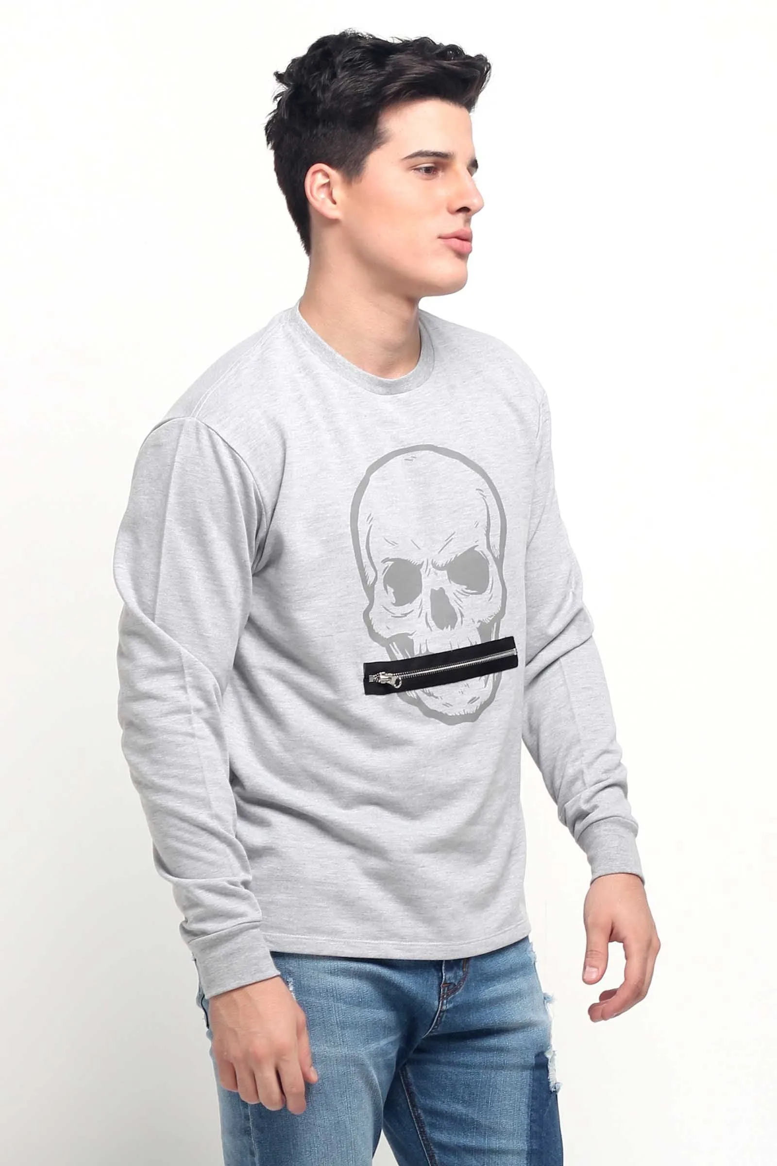 Relaxed Fit Pullover With Print & Embroidery