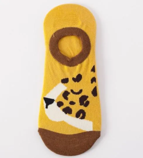 SF185 Golden Yellow Leopard Low Cut Socks