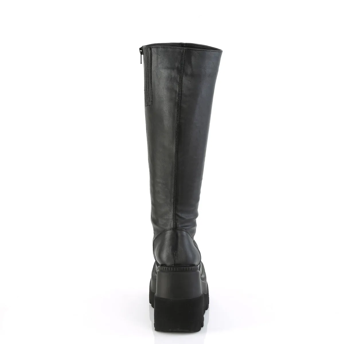 SHAKER-100WC DemoniaCult Black Vegan Leather Sexy Women's Mid-Calf High Boots (Alternative Footwear)