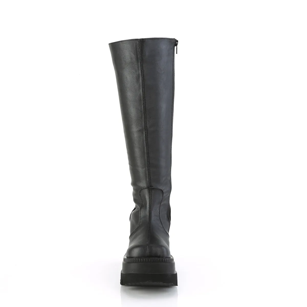 SHAKER-100WC DemoniaCult Black Vegan Leather Sexy Women's Mid-Calf High Boots (Alternative Footwear)