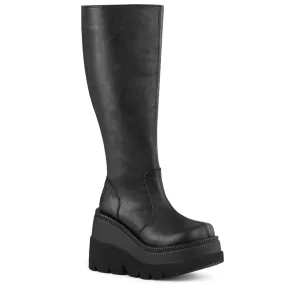 SHAKER-100WC DemoniaCult Black Vegan Leather Sexy Women's Mid-Calf High Boots (Alternative Footwear)