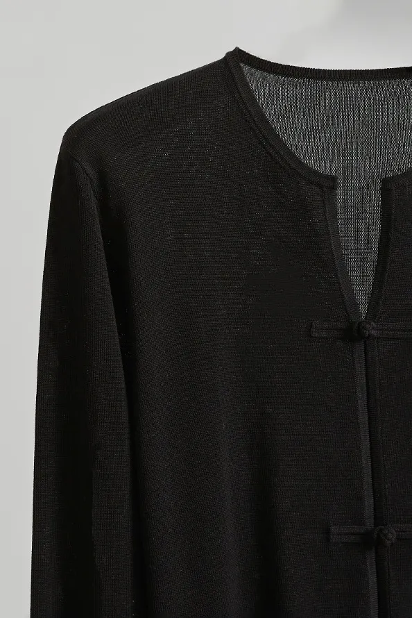 Silk Blend Lightweight Sweater with Ribbed Trims