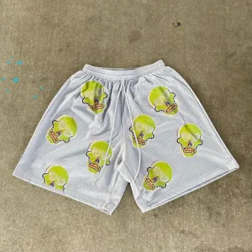 Skull Print Casual Street Mesh Shorts