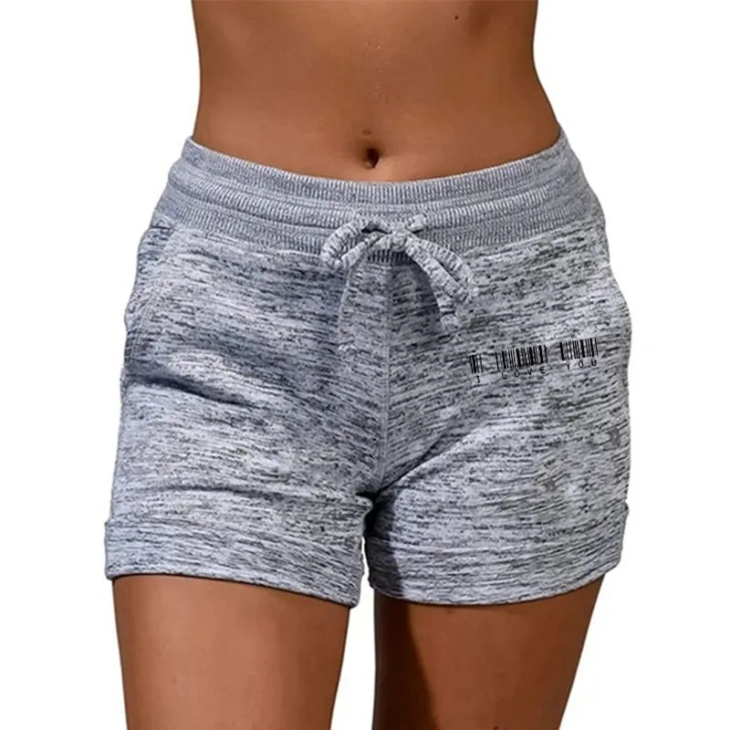 Summer Women's Shorts Printing Elastic High Waist Casual Sport Fitness Running Oversize Female Sweatpants for Active Comfort