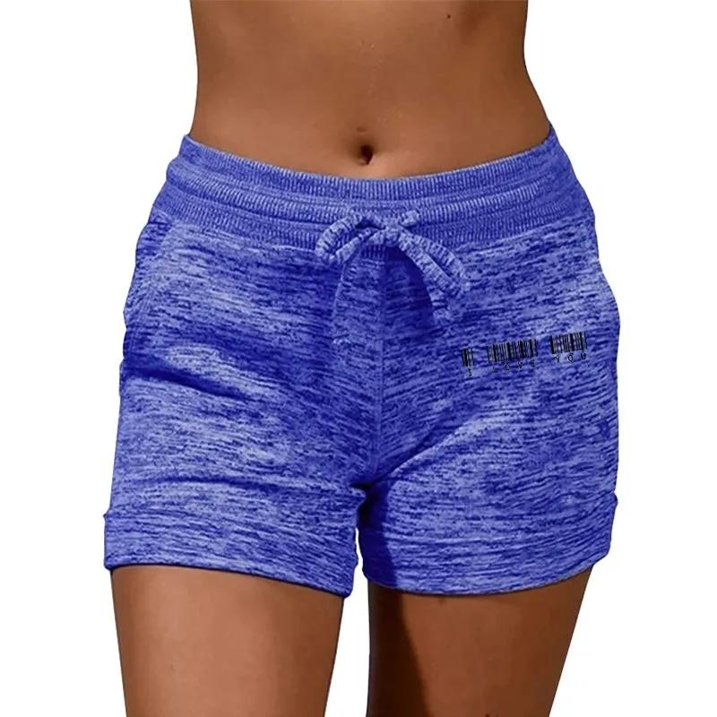 Summer Women's Shorts Printing Elastic High Waist Casual Sport Fitness Running Oversize Female Sweatpants for Active Comfort