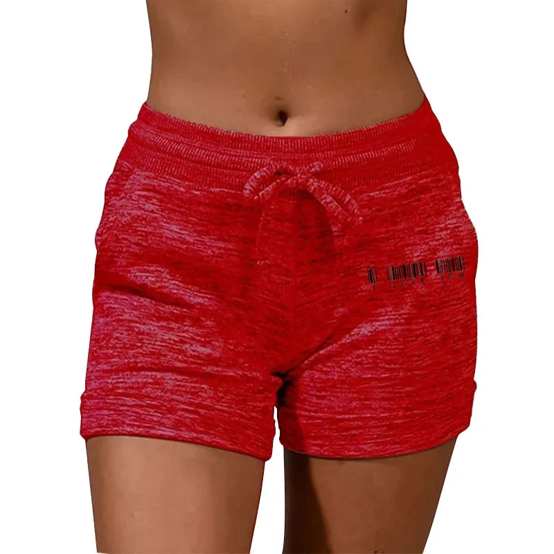 Summer Women's Shorts Printing Elastic High Waist Casual Sport Fitness Running Oversize Female Sweatpants for Active Comfort