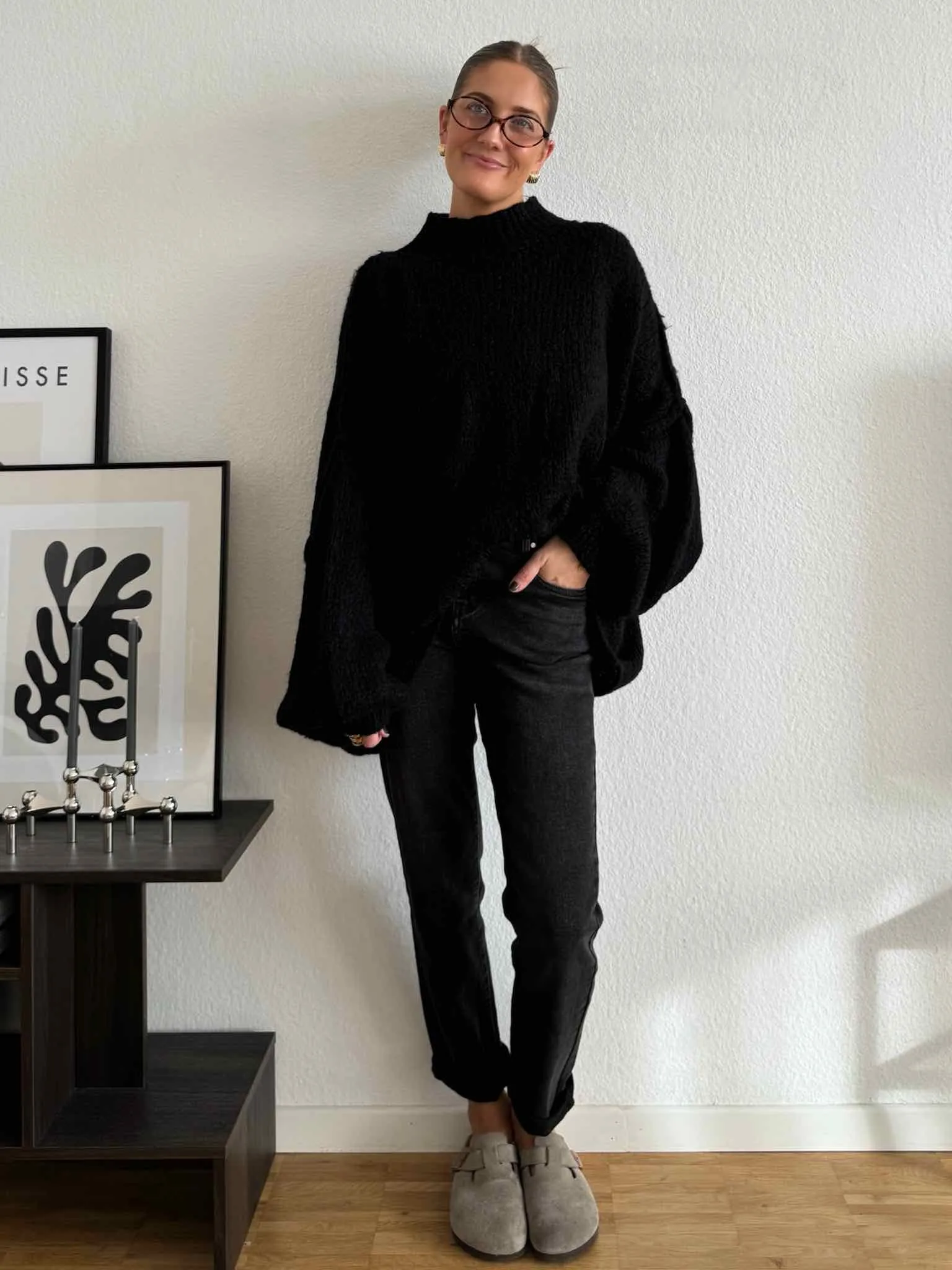Super Oversized Kuschel Pullover - Black