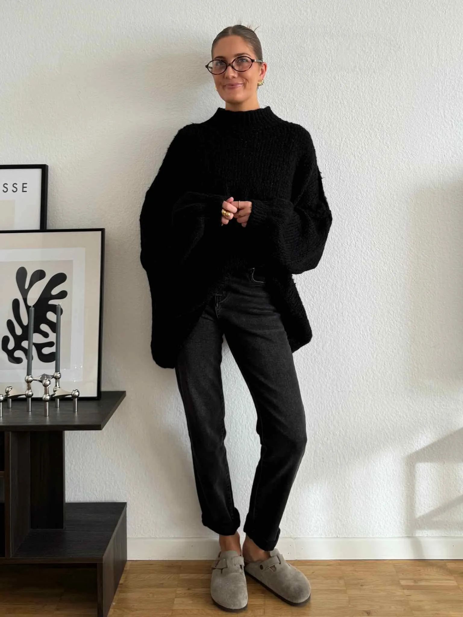 Super Oversized Kuschel Pullover - Black