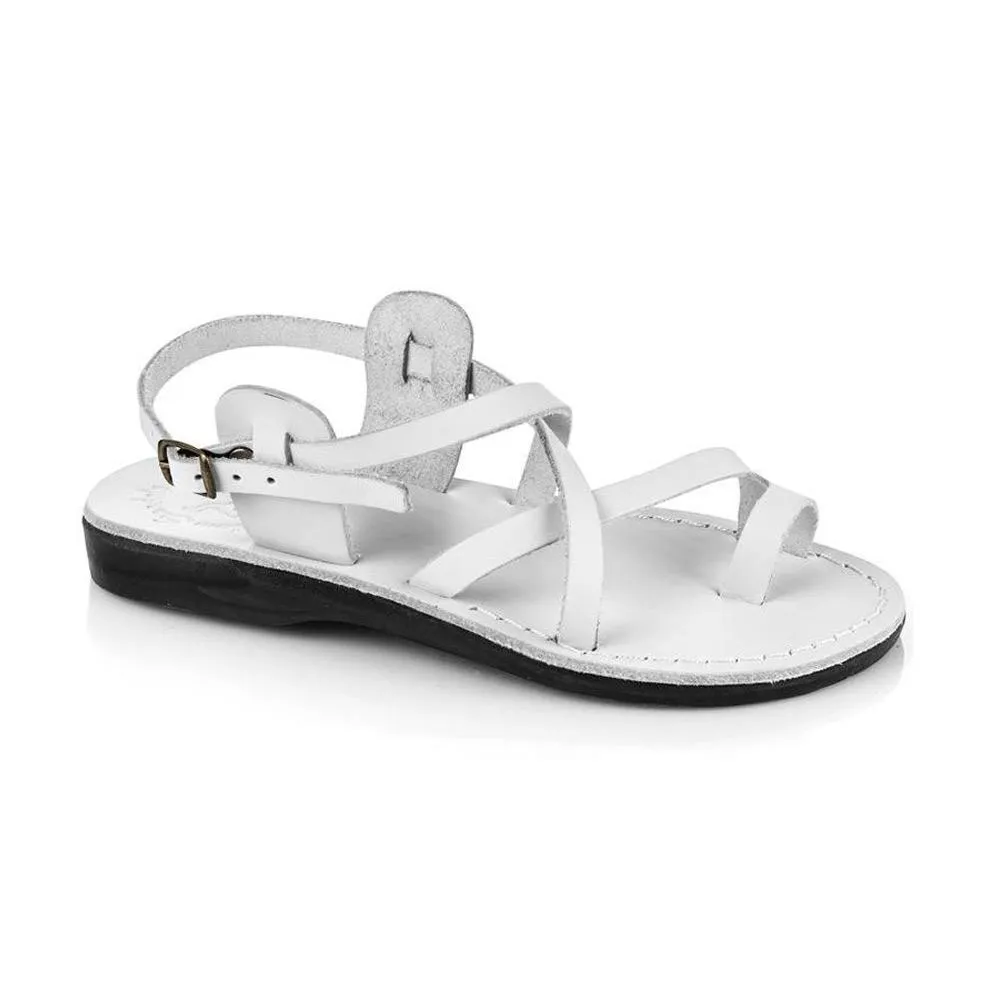 The Good Shepherd Buckle - Leather Toe Loop Sandal | White