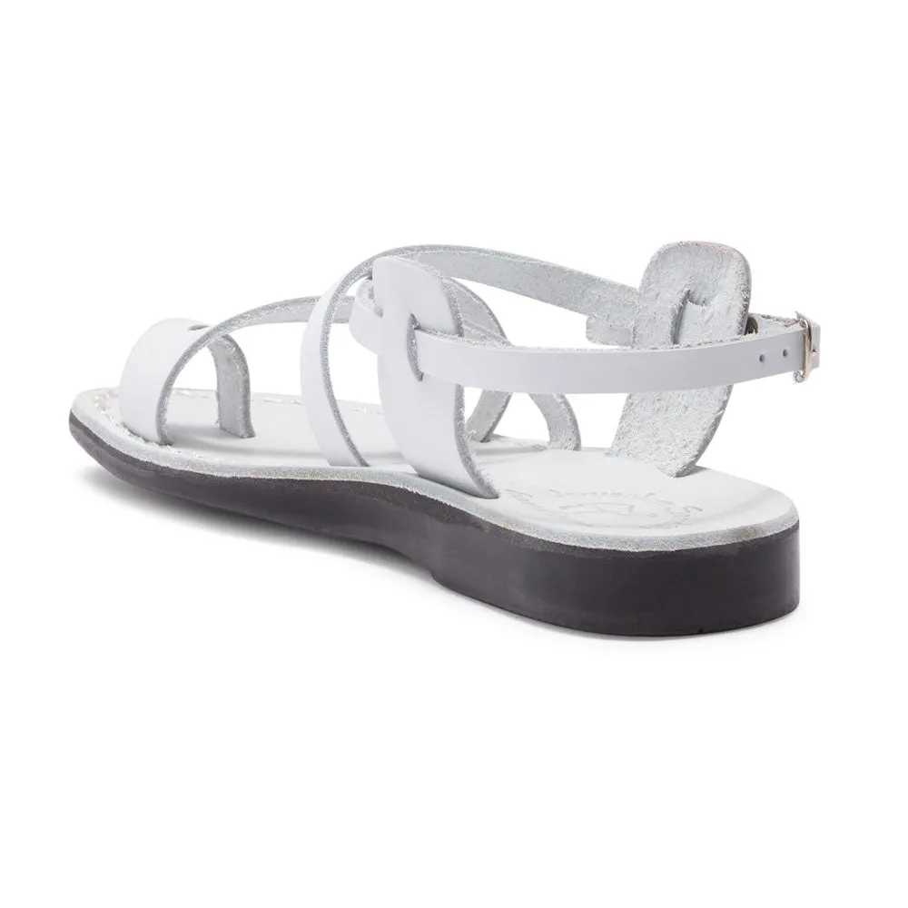 The Good Shepherd Buckle - Leather Toe Loop Sandal | White
