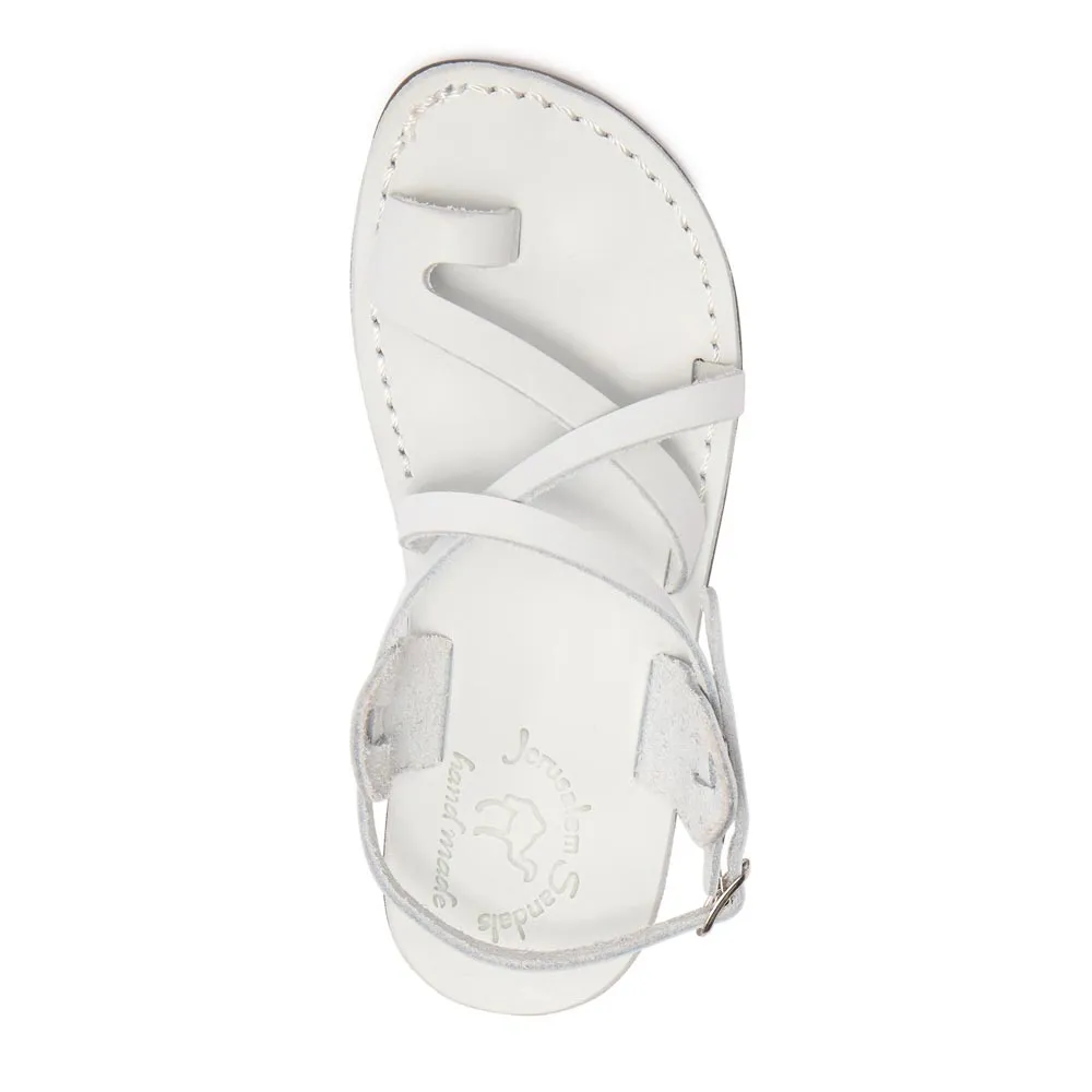 The Good Shepherd Buckle - Leather Toe Loop Sandal | White