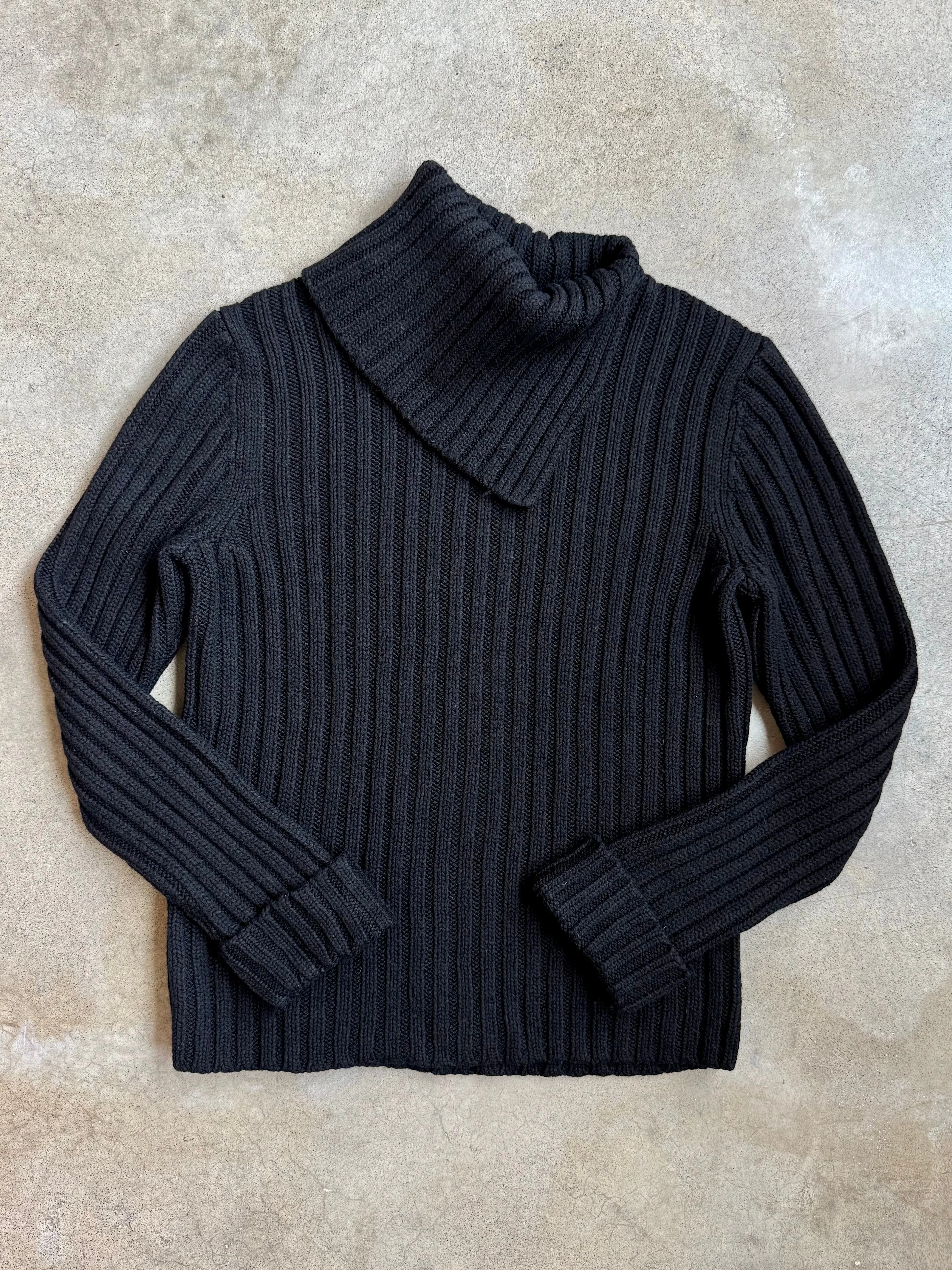 Vintage Ann Taylor Merino Wool Asymmetric Turtleneck Rib Knit Sweater (L)