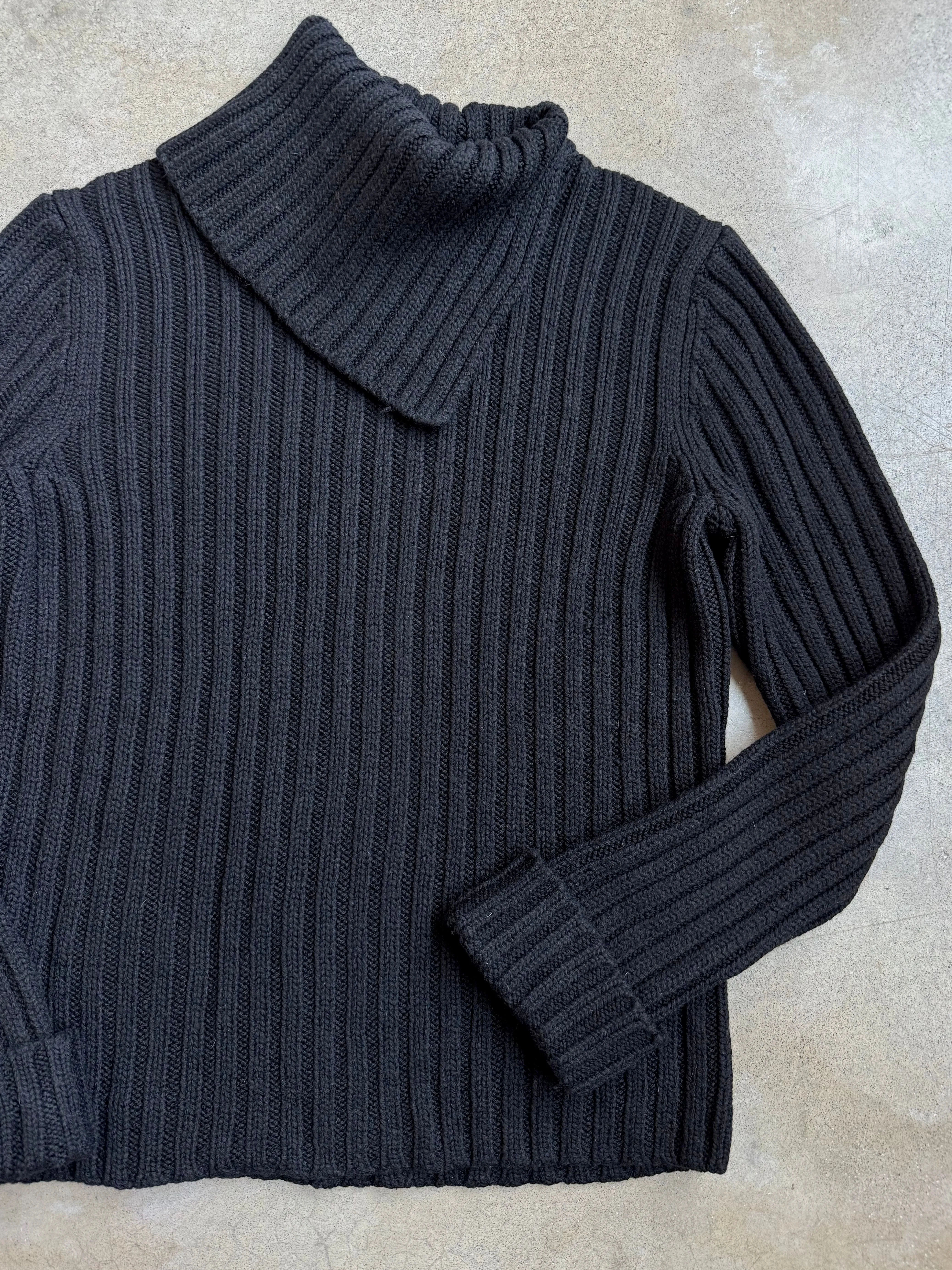 Vintage Ann Taylor Merino Wool Asymmetric Turtleneck Rib Knit Sweater (L)