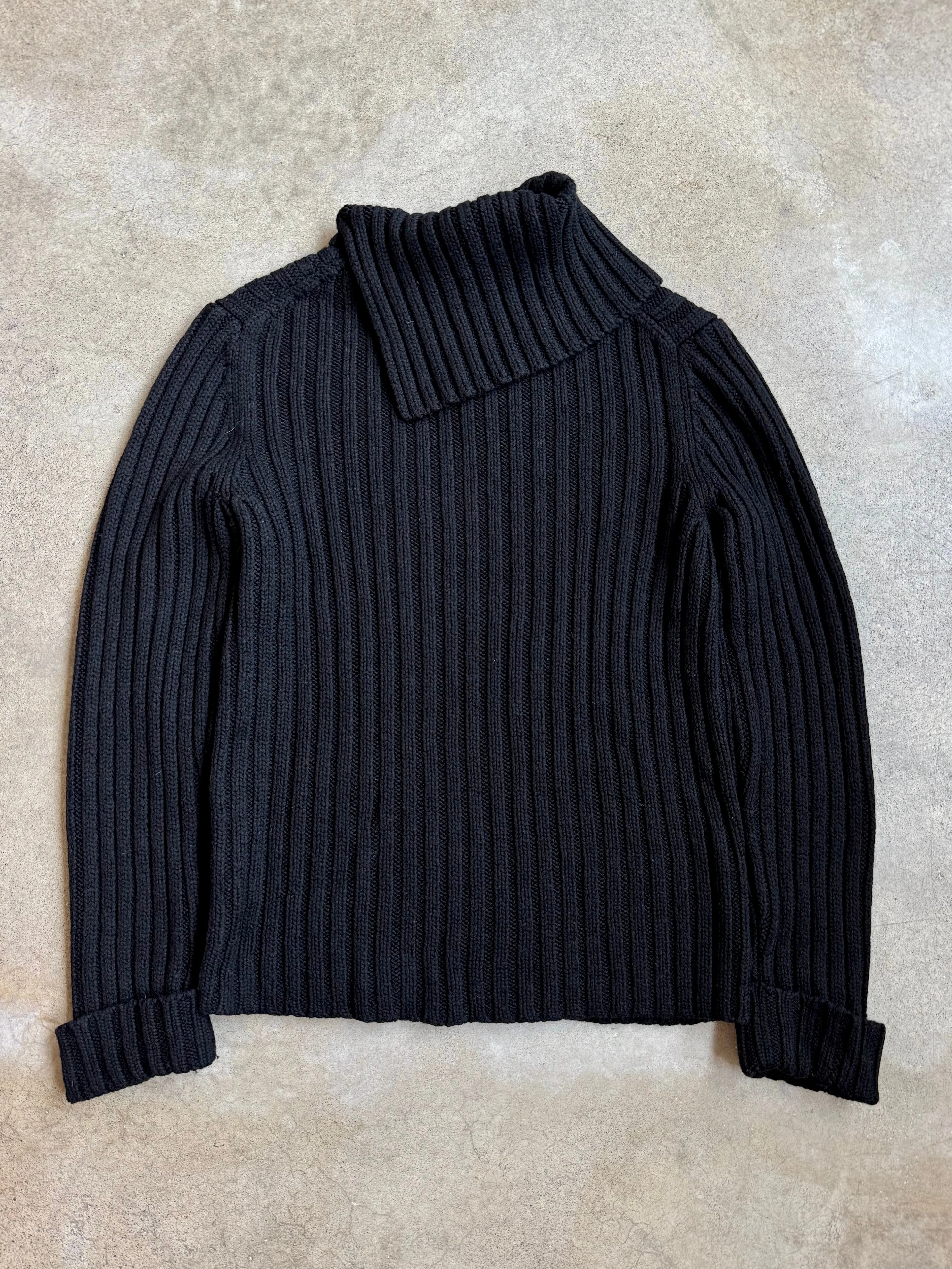 Vintage Ann Taylor Merino Wool Asymmetric Turtleneck Rib Knit Sweater (L)