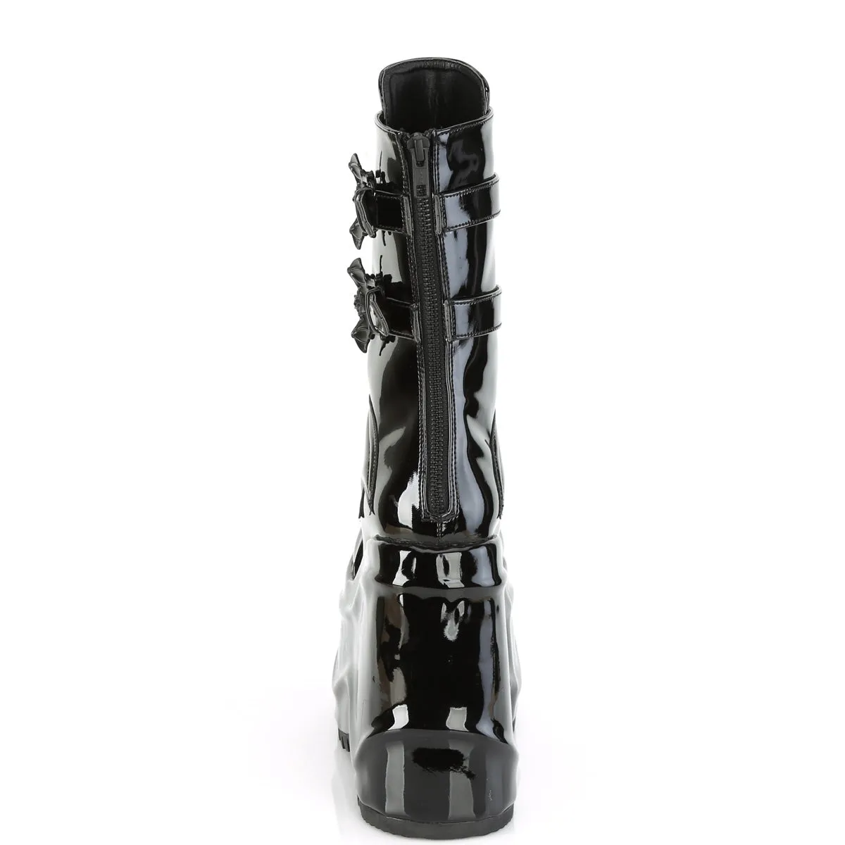 WAVE-150 DemoniaCult Black Patent Sexy Women's Mid-Calf & Knee High Boots (Alternative Footwear)